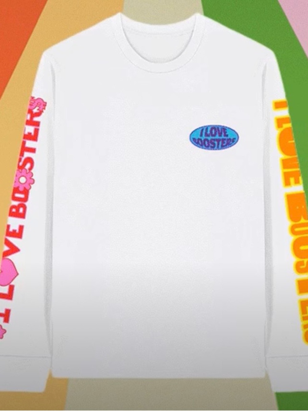 I Love Boosters White Graphic Long-Sleeve Tee